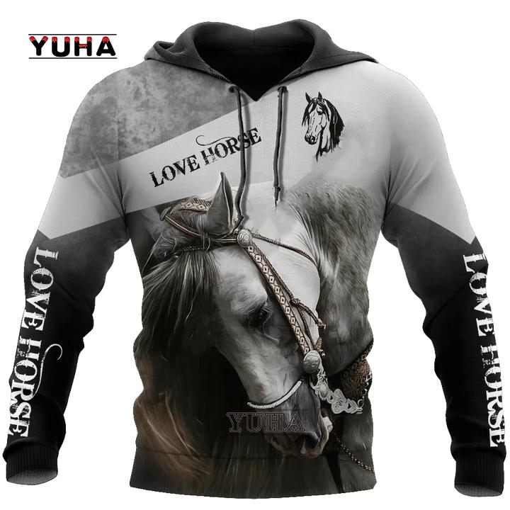 yk2Newest Funny Animal Horse Tattoo Street Clothing Long Sleeved Sportswear Newfashion 3D Printed Autumn Casual Hoodie