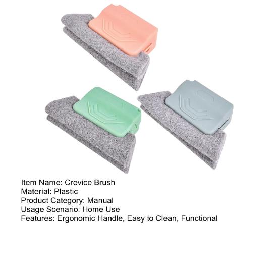 3Pcs Crevice Brush with Soft Cleaning Cloth Ergonomic Non-Slip Handle Reusable Washable Design Window Grooves Narrow Gaps Dust Dirt Remover