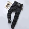 Spring Autumn Mens Black Blue Pants Pure Color Stretch Jeans Street Casual Slim Fit Trousers Male Wash Jeans for Men