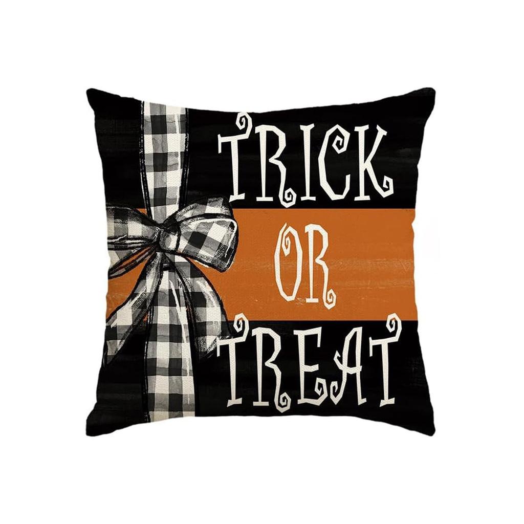 Halloween Decorative Linen Throw Pillow Cover With Single Sided Print (Pillow Insert Not Included)