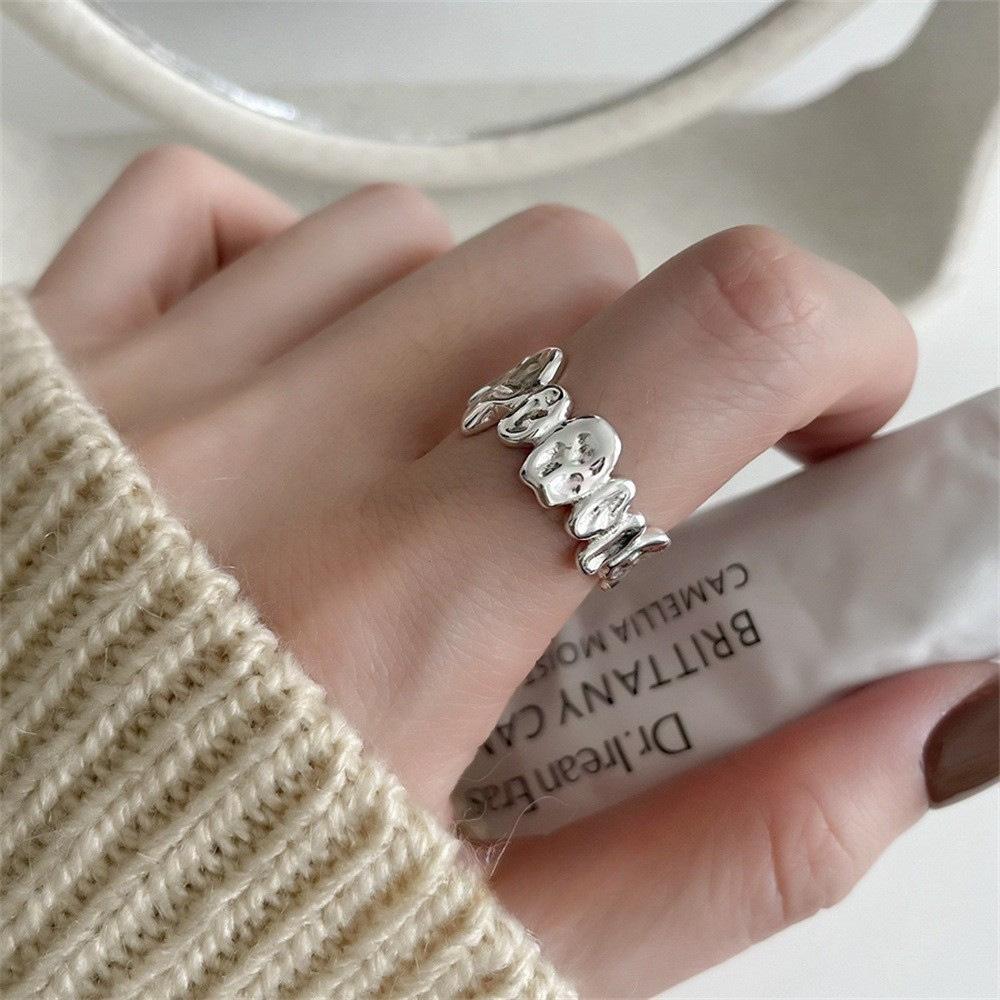 Retro S plain ring, non-fading light luxury index finger ring, open ring.