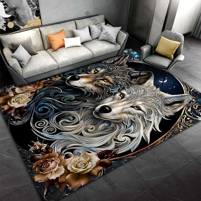 Wolves snow forestcarpet Yoga living room room decor children's crawling mat doormat area rug games floor mat