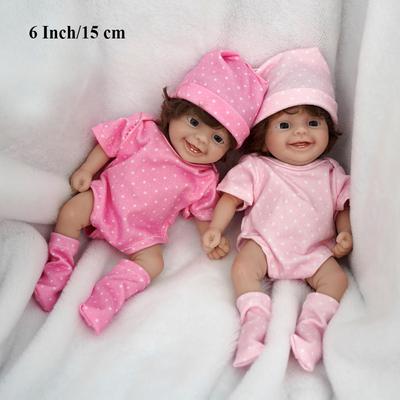15cm Mini Reborn Bábiky Dievča Šťastne Sa Usmievajúca Mäkké Pružné Celé Vinylové Telo Novorodenec Bábika Chlapec Môže Sa Kúpať Bábiky pre Bábätká Narodeniny Dieťaťa Sviatok Prekvapenie Darček