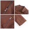 Women Autumn Winter Faux Leather Jacket Zipper Stand Collar Motorcycle Slim Coat