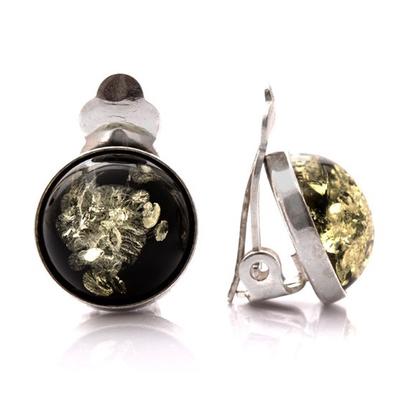 [Q1804] - Presilhas Argent 'Inspiração' âmbar verde prateado (rhodiado) - 12 mm