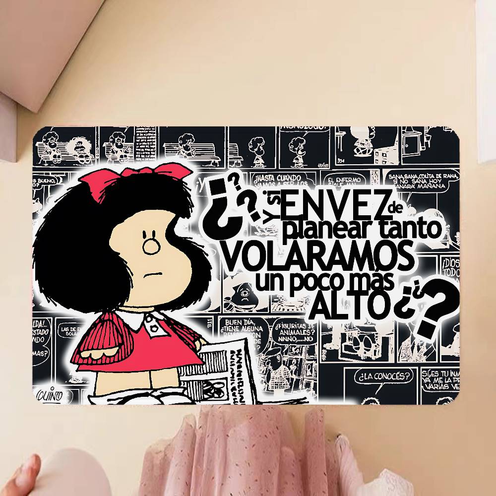 M-Mafalda Girl Floor Mat INS Style Soft Bedroom Floor House Laundry Room Mat Anti-skid Household Carpets