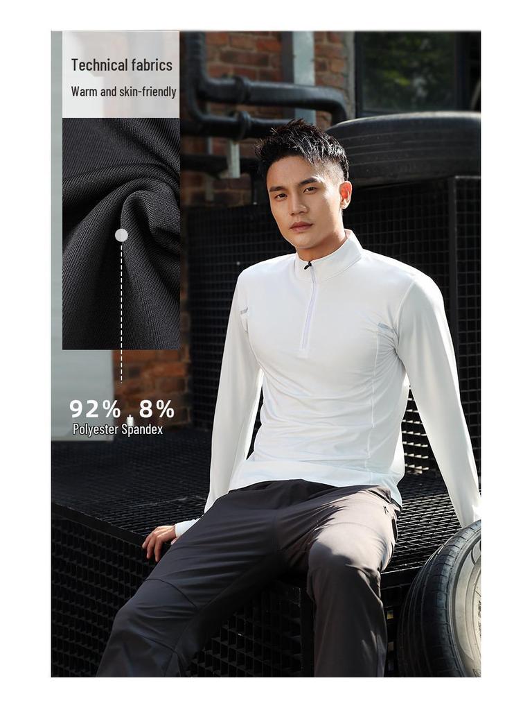Men's Long Sleeve Half-Zip Quick-Dry Sport Shirt for Running, Training & Morning Runs - Spring, Autumn, Winter.