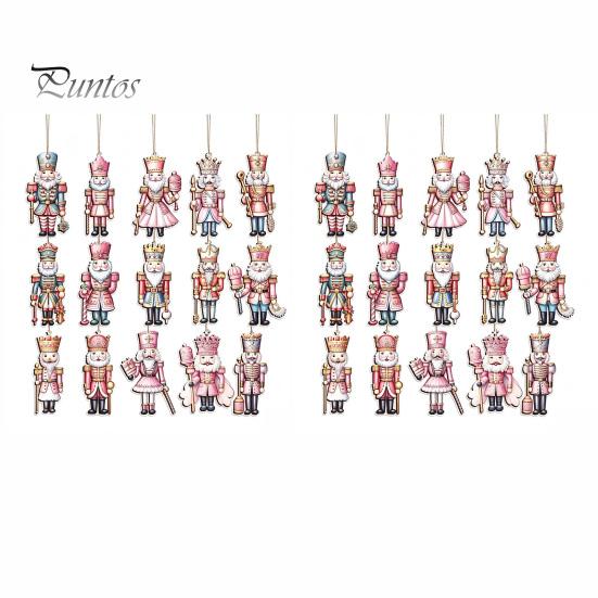 Christmas Tree Hanging Nutcracker Ornaments for Tree, Wooden Soldier Exquisite Photo Props Decoration, 2D Flat Pendants Xmas Holiday Party Decor