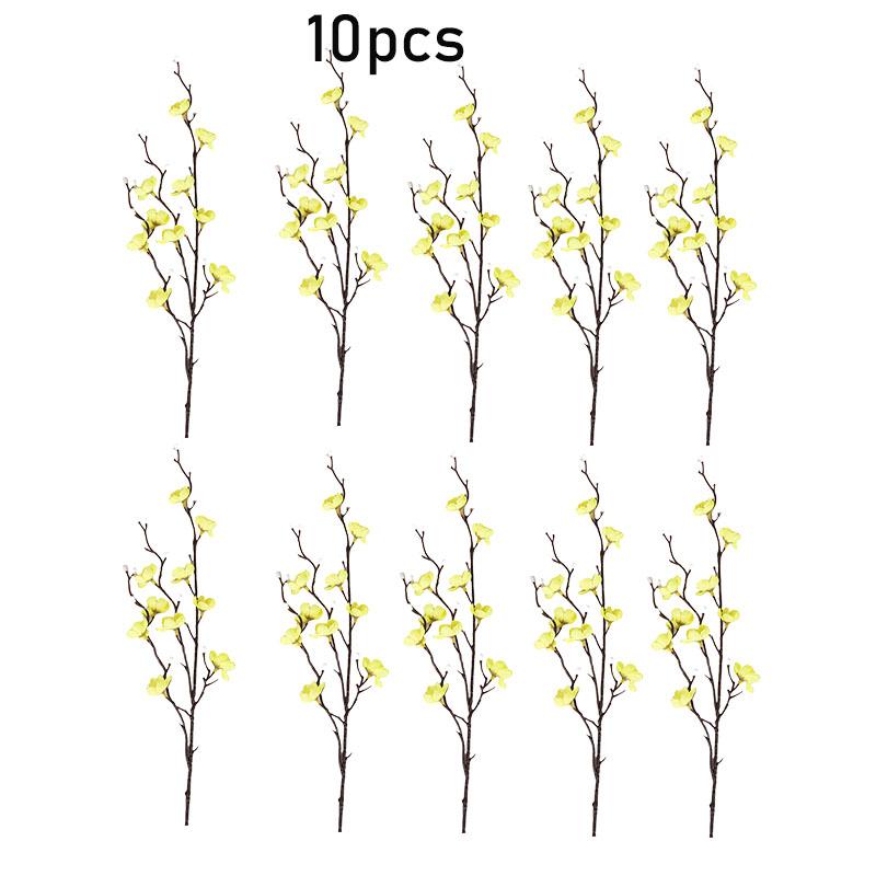 56cm Long 10pcs/lots New Year Ornaments Simulated Flowers Plastic Silk Cloth Preserved Plum Blossom Poles Artificial Wedding Plum Blossom Flowers