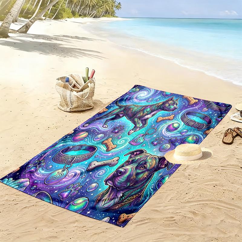 Galaxy Dogs Print Beach Towel, Large Soft Quick Dry Towel for Beach Camping Swimming