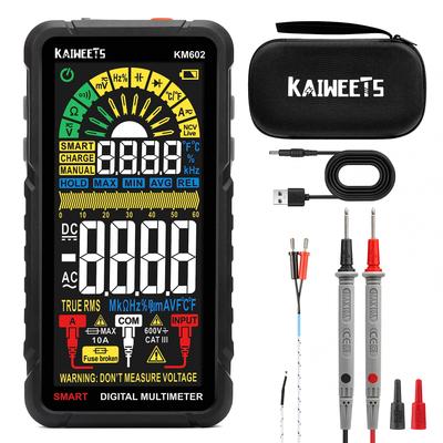 KAIWEETS Rechargeable Multimeter with Large 6000 Duty and Temperature Measurements Screen, Counts, DC/AC Voltage, Resistance, Continuity, Current,