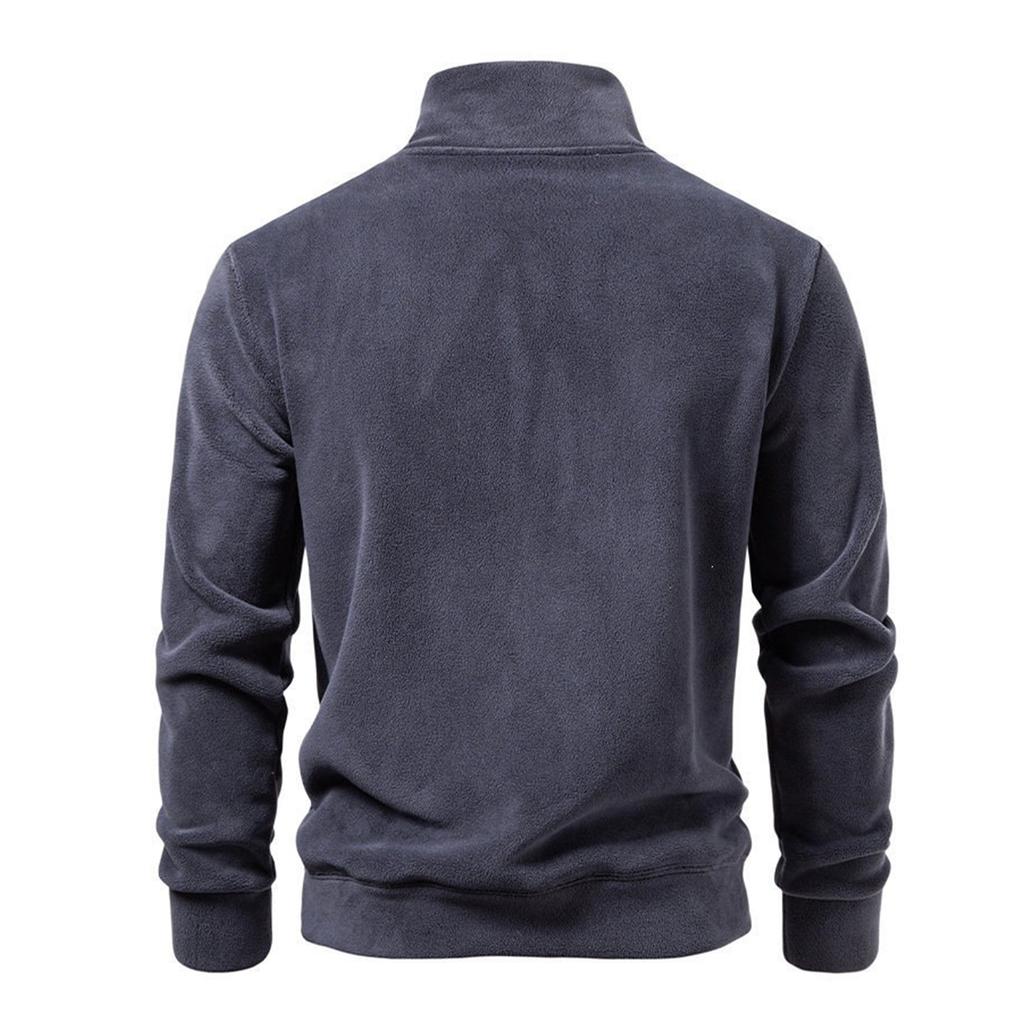 Men's Fall Winter Half-Zip Mock Neck Sweatshirt, Color Loose Fit Thick Pullover Top