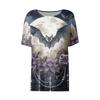 Women's Casual Short Sleeve Pullover Top Halloween Bat Pumpkin Print Round Neck Relaxed Fit Shirt for Fall Seasonal Wear