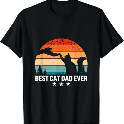 Best Cat Dad Ever Retro Kitten Cats Father T-Shirt