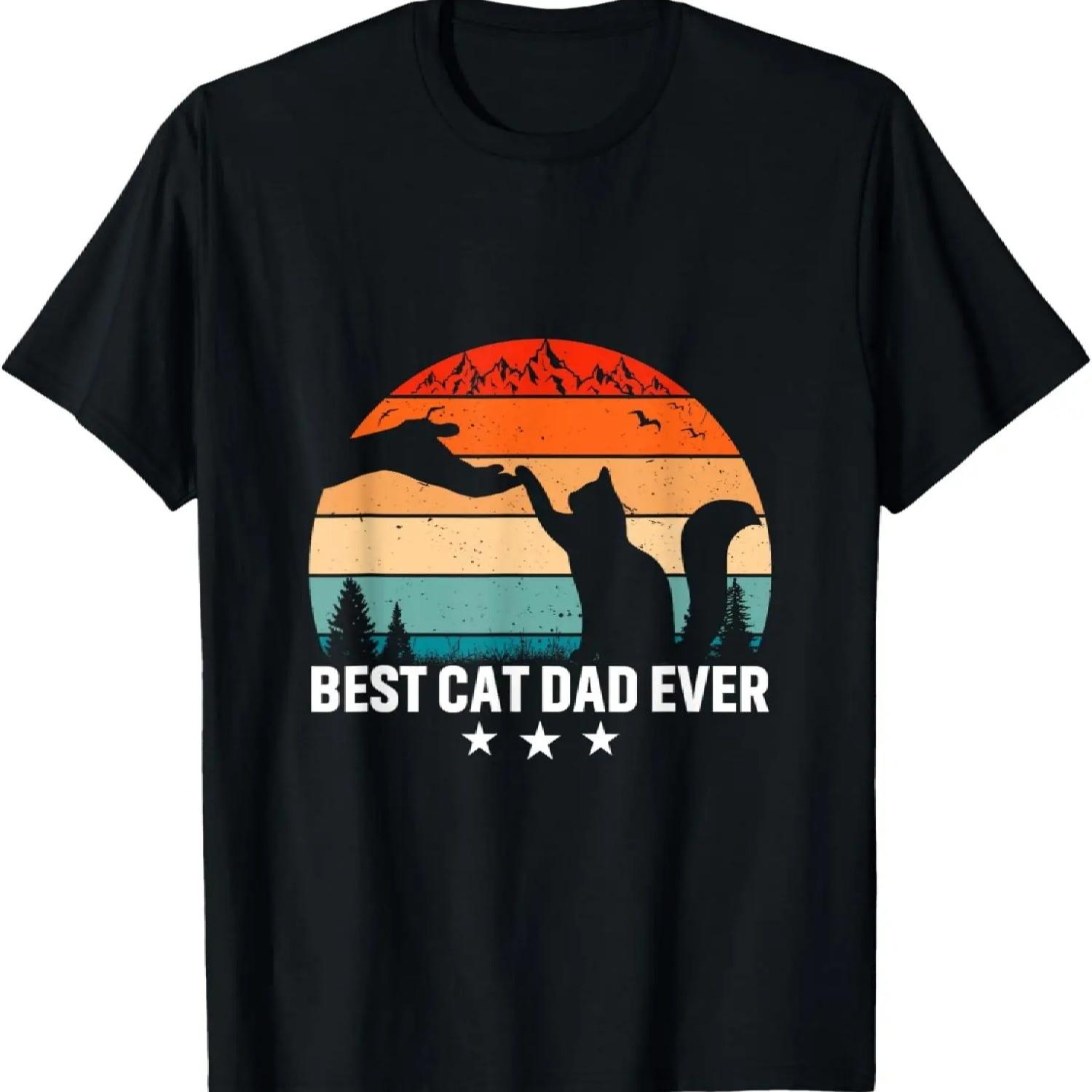 Лучший папа-кот на свете Ретро котенок кошки отец футболка S чёрный