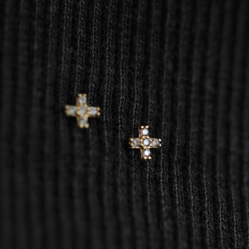 18K Gold Plated 925 Sterling Silver Mini Cross Screw Stud Earrings - Sleep-Friendly, Versatile for Daily Wear