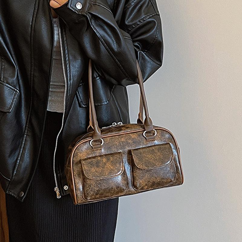 New Niche Retro Women's Shoulder and Underarm Bag Casual Zipper Horizontal Portable Bag