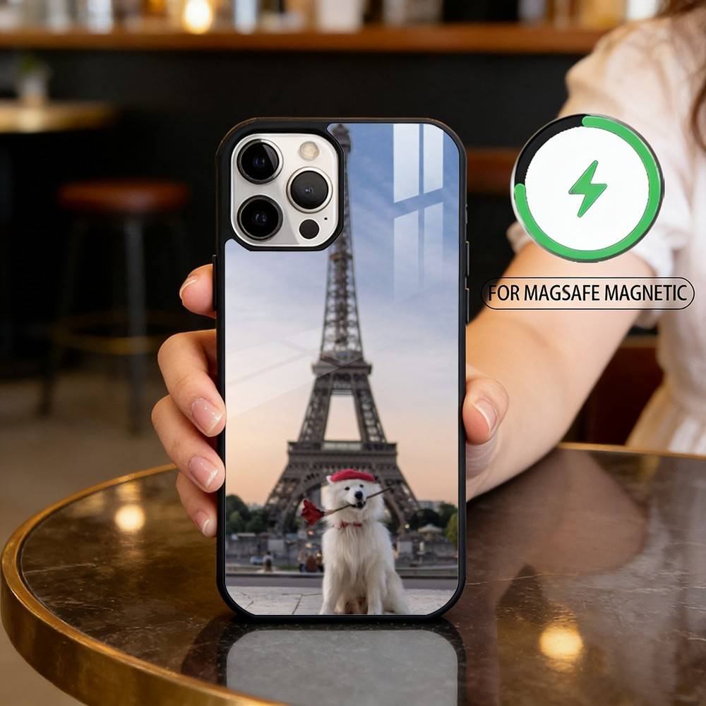

Cute Pet Dog Samoyed Magnetic For Magsafe Wireless Charging Phone Case For iPhone17,16,15,14,13,12,11 Plus,Pro Max iPhone16PRO