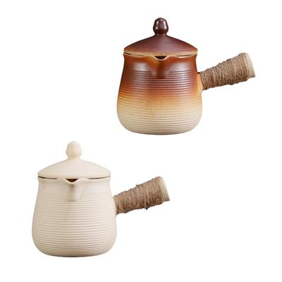 Chinese Ceramic Teapot with Lid Anti-scald Rope Handle Teapot Hotel Tea Lovers