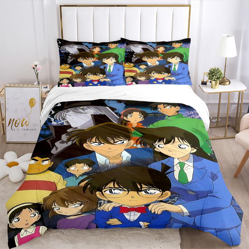 Detective Conan Mystery Print 3Pcs Bedding Setduvet Cover With 2 Bedropillowcase Home Birthday Gift