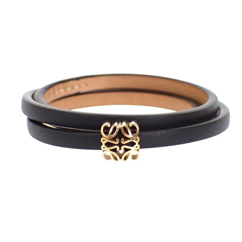 Loewe J242TWLX03 S pulseira preto Pele de bezerro/Latão Mulher