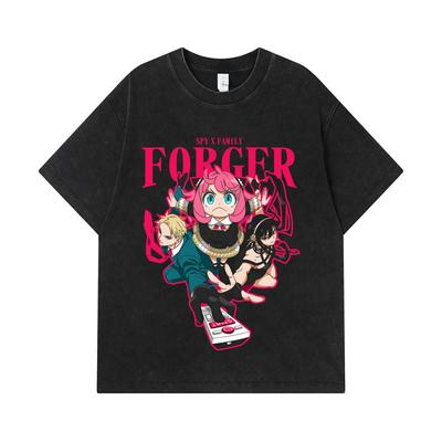 275 GSM Washed T-shirts 100% Cotton Spy X Family V1 Forger Print Unisex Heavy Cotton T Shirt