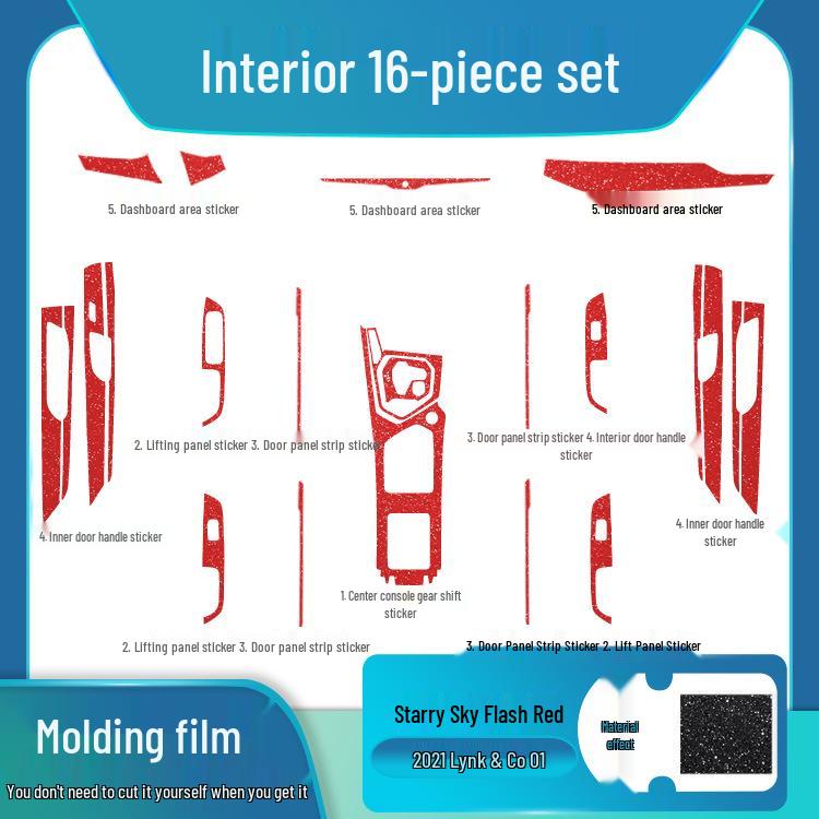 Sternenhimmel-Folie für Lynk&Co 01 Innenraum, Beschädigungsfreie Ersatzlösung für Modifikation: Modelle 02, Flammpunkt 05, Matt 06 Aufkleber.