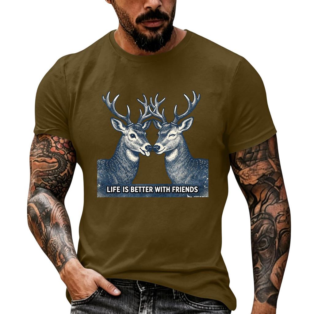Herren Lustiger Tier-Spruch Print Vintage T-Shirt, Locker Atmungsaktiv Sommer Freizeit Oberteil
