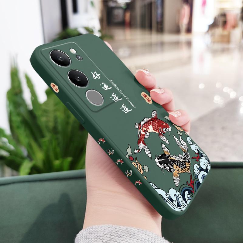 

Good Luck Carp Phone Case For VIVO V50 V40 V30 V29 V29E V27 V27E V25 V25E V23 V23E V21 V20 Y20 Y12 Y21 Y22 Y50 Y35 Y76 Pro 4G 5G V50 темно-зелений колір