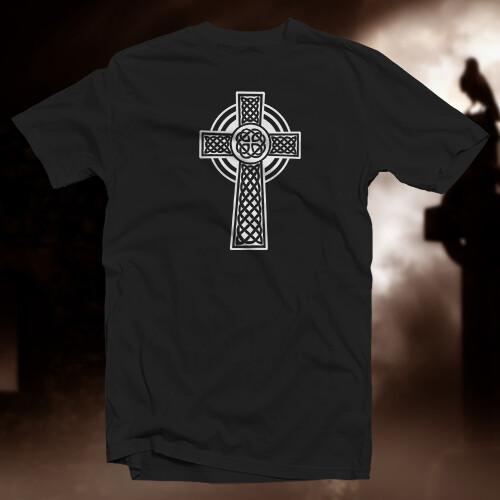 Кельтский крест №1 ХЛОПКОВАЯ ФУТБОЛКА Ирландский Викингский Руна Саксонский Христианский Символ Унисекс Футболка XL