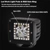 2x 3" Spot Pods LED Work Light RGB Halo Ring Chasing Multi-Color Remote Control