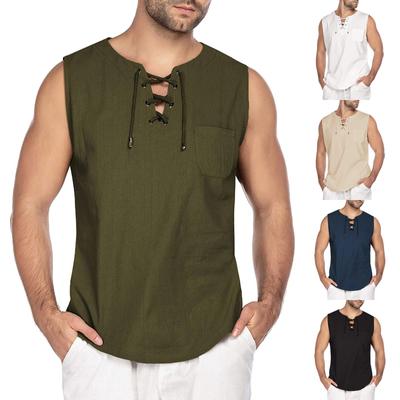 Men's Fashion T-Shirt Cotton And Linen Tee Hippie Shirts Sleeveless Yoga Top