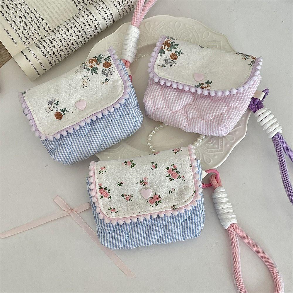 Gifts Cartoon Floral Coin Purse Portable Multifunctional Key Coin Purse Cute Quilted Storage Bag Cosmetic Lipstick Earphone