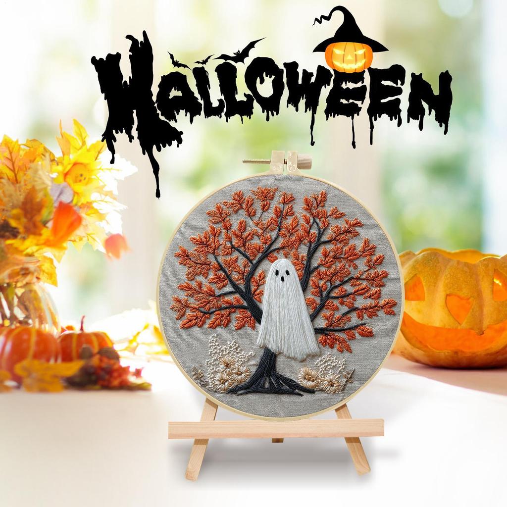 Halloween Embroidery Set Gothic Halloween Embroidery Beginner Kit Needlework Accessories For Holiday Costume Crafting Party