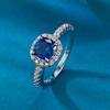 Xiancan Jewelry Royal Blue 6x6mm Square S925 Silver Engagement Ring for Women