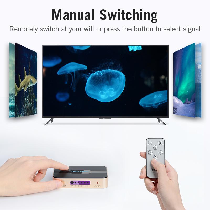New Hd Mi Splitter 5 In 1 Out 4K/30Hz Hd Mi 5x1 3x1 Adapter for X Box 360 TV Mi Box Switch Ps5 Ps4 3 In 1 Out 2.0 Switcher