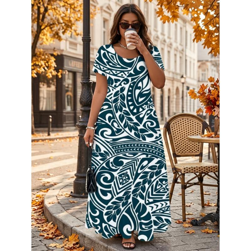 Tribal Print Long Dress, Women's Summer Beach Dress