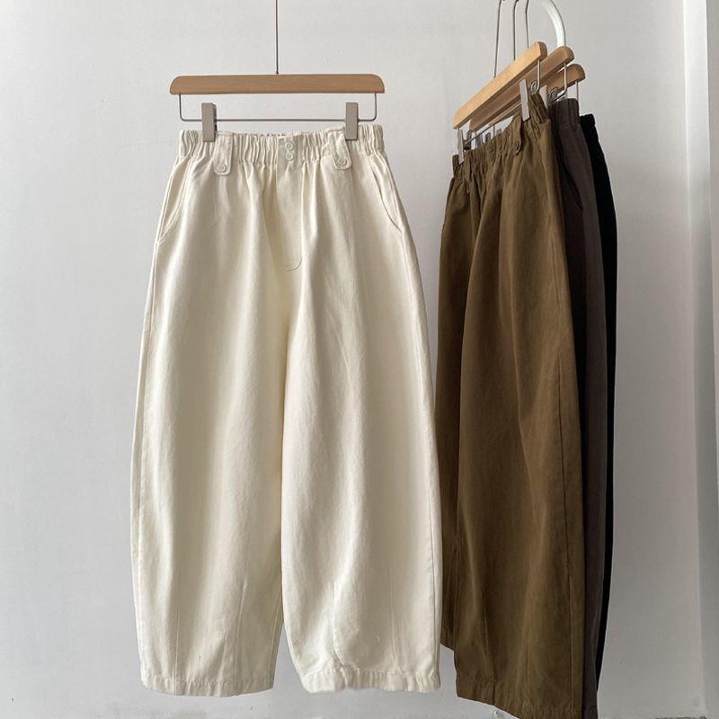 Plus Size Women's High Waist Cropped Harem Pants - Spring Style, Elastic Waist, Loose Casual Fit