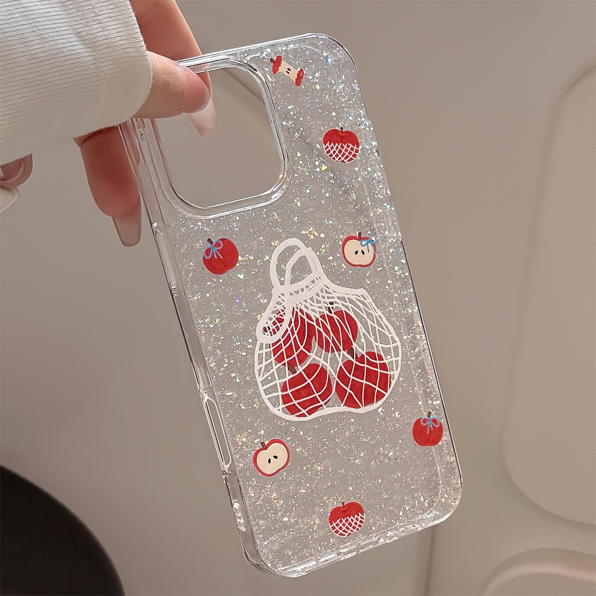 

Niche Ins Apple Shopping Bags Applicable To 16pro Max Mobile Case 17 Glitter IPhone 14 Transparent Pendant 17promax