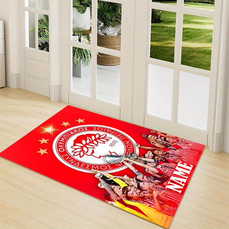 Custom Name Olympiacos Champions Celebration Carpet Rug Customizable Soft Washable Anti-Slip Home Living Room Sofa Mats Personalized Rug. 0909217