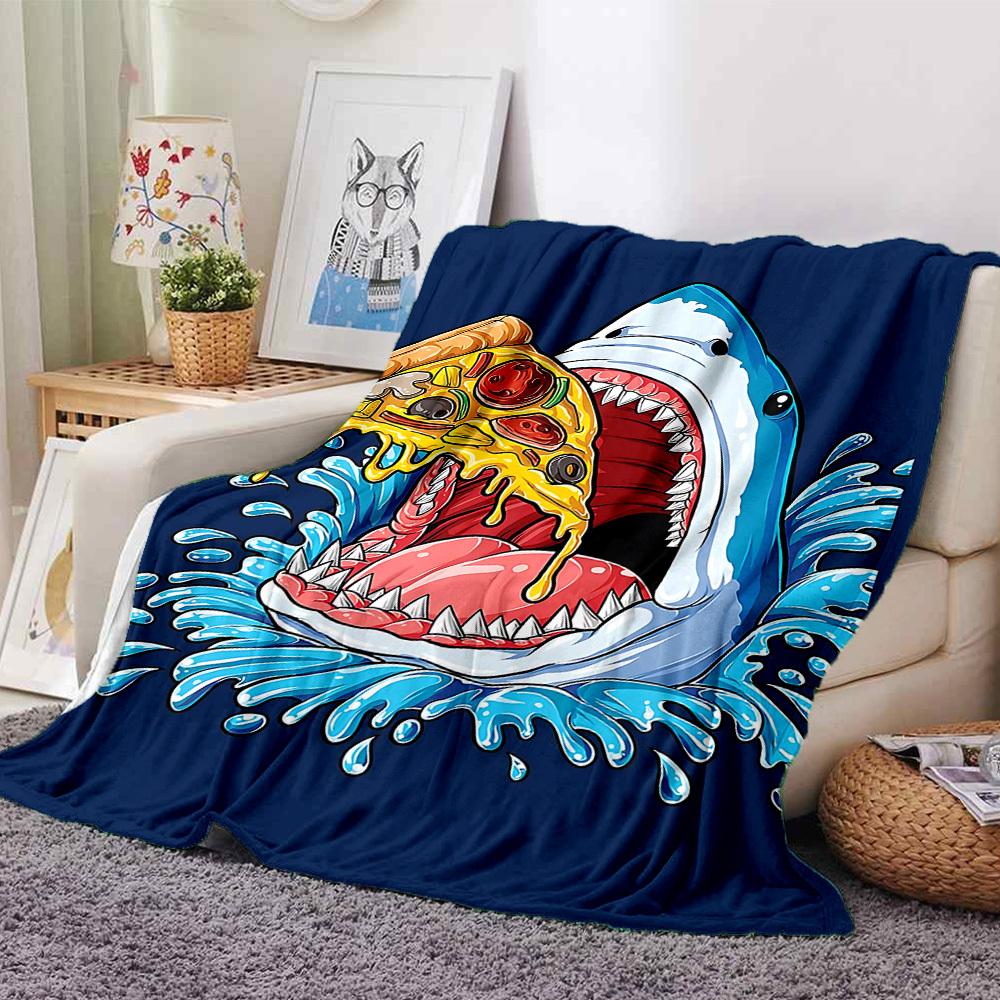 

1pc shark pizza Soft Warm Throw for Home, Office, Trave, All-Season Cozy Bedding Gift, Office Cozy Accessory1070 80cmx120cm(31inx47in)
