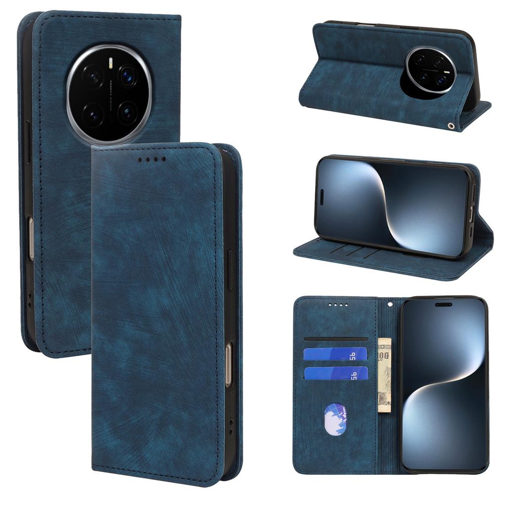 For Honor Magic7 Pro 5G Case Strong Magnetic Leather Wallet Phone Cover with Striped Texture