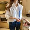 2024 Spring Women's Color Block Long Sleeve Chiffon Blouse - Professional Design