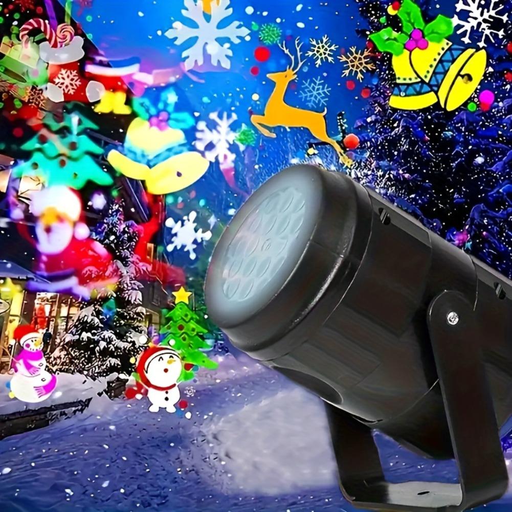 USB Powered Christmas Snowflake Projector Fairy Lamp with Holiday Patterns Rotating Spotlight for Home Decor Halloween Xmas Gift