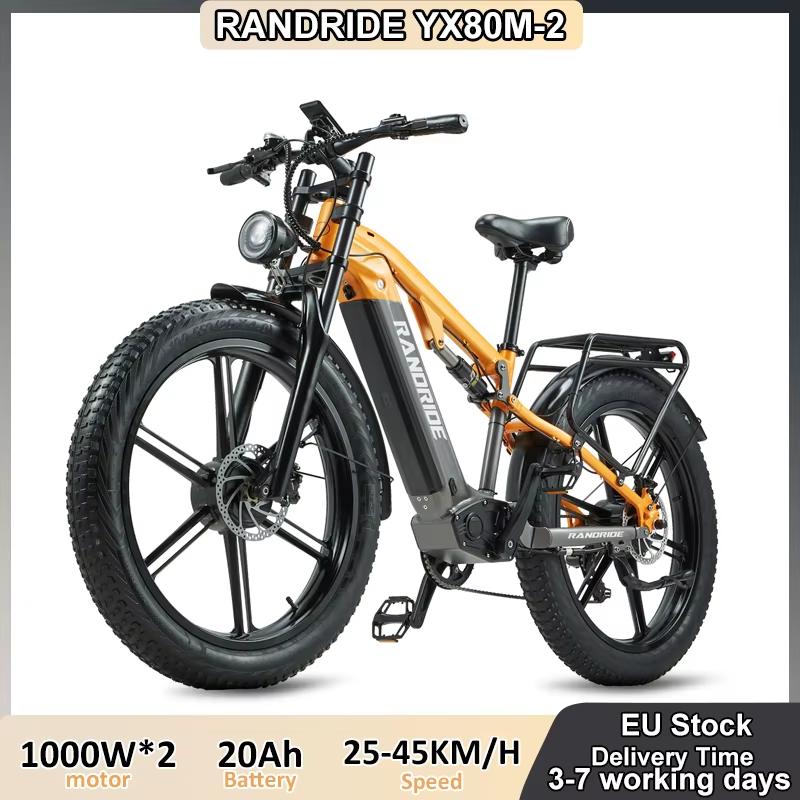 YX80M-2 Electric Bicycle 750W * 2 Dual Motor 48v 20Ah Battery 7-speed Hydraulic Brake Fully Suspended 26 Inch Mountain Bike