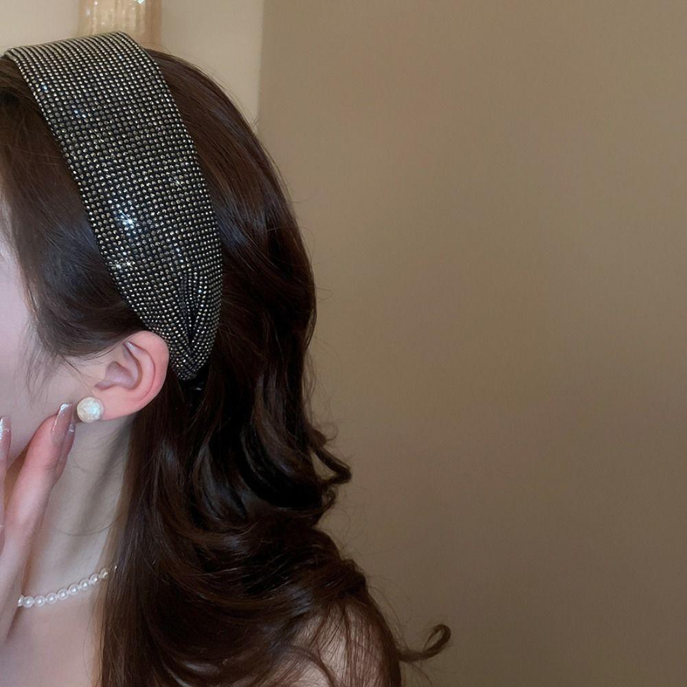 Headwear Rhinestone Headband Face Wash Blingbling Hair Hoop Sweet Wide Edge Hairband  Girls