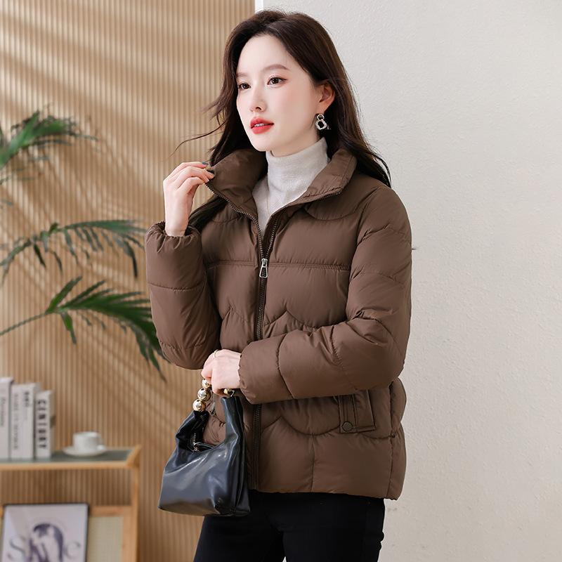 Stand-up collar cotton-padded jacket women's spring and autumn new small top short thickened cotton-padded jacket