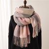 Unisex Korean Plaid Thick Winter Scarf with Tassels - Imitation Cashmere Shawl