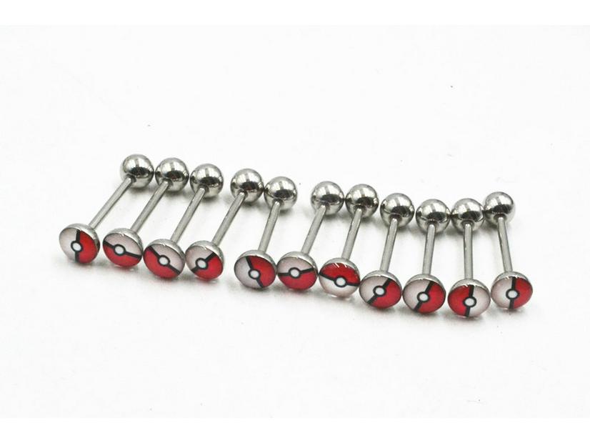 

Европейская и американская мода Панк стиль Digimon Эмалированное кольцо для языка из нержавеющей стали и длинные серьги-гвоздики для хряща уха