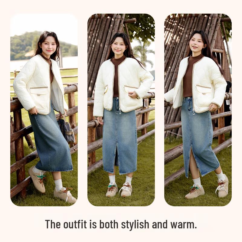 Baleno Women's Solid Color Lapel Padded Jacket